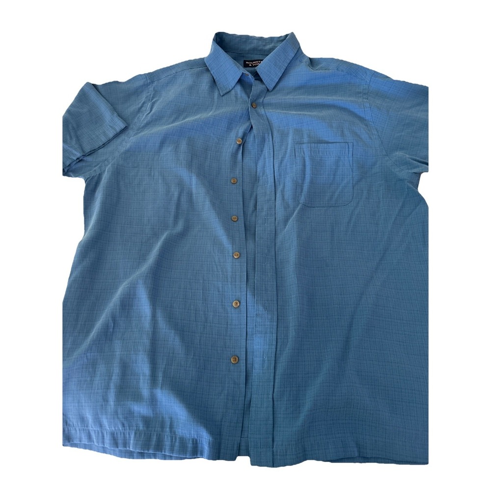 Roundtree & Yorke Men's S/S  Button Front Shirt Modal Blend Tall XLT Ocean Blue